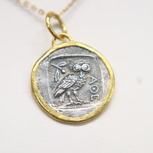 Load image into Gallery viewer, Hand-crafted Sterling Silver & 24kt Gold Reversible Athena “Coin” Pendant Necklace