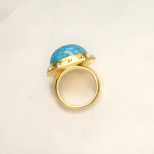 Load image into Gallery viewer, Handmade 24kt Gold over Fine Silver Persian Turquoise Ring - The Gem Mine