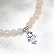 Load image into Gallery viewer, Rose Quartz & Sterling Silver Hamsa Bracelet - The Gem Mine