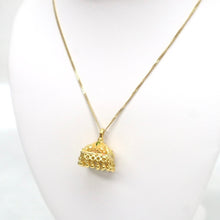 Load image into Gallery viewer, Handmade 22kt Gold Tibetan Dangle Pendant on an 18kt Gold Chain
