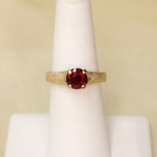 Load image into Gallery viewer, 14 Karat Gold Brushed-Finish Ring set with Faceted Garnet - The Gem Mine