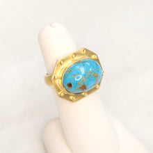 Load image into Gallery viewer, Handmade 24kt Gold over Fine Silver Persian Turquoise Ring - The Gem Mine