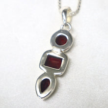 Load image into Gallery viewer, Sterling Silver Multi-Stone Garnet Pendant Necklace