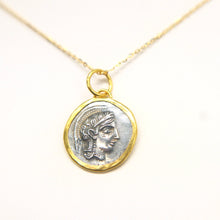 Load image into Gallery viewer, Hand-crafted Sterling Silver & 24kt Gold Reversible Athena “Coin” Pendant Necklace