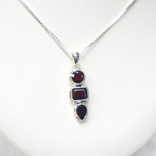 Load image into Gallery viewer, Sterling Silver Multi-Stone Garnet Pendant Necklace