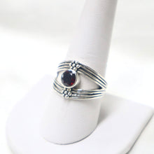 Load image into Gallery viewer, Handmade Sterling Silver Garnet Bypass Ring