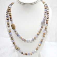 Load image into Gallery viewer, Hand-Knotted Chalcedony & Freshwater Pearl Silk Necklace - The Gem Mine