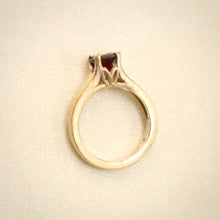 Load image into Gallery viewer, 14 Karat Gold Brushed-Finish Ring set with Faceted Garnet - The Gem Mine

