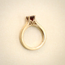 Load image into Gallery viewer, 14 Karat Gold Brushed-Finish Ring set with Faceted Garnet - The Gem Mine