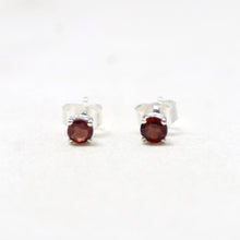 Load image into Gallery viewer, Sterling Silver Faceted Garnet Stud Earrings - The Gem Mine