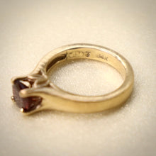Load image into Gallery viewer, 14 Karat Gold Brushed-Finish Ring set with Faceted Garnet - The Gem Mine