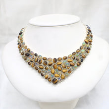Load image into Gallery viewer, Handmade Sterling Silver Tiger's Eye and Ethiopian Opal Collar Necklace