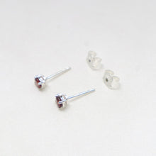 Load image into Gallery viewer, Sterling Silver Faceted Garnet Stud Earrings - The Gem Mine
