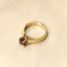 Load image into Gallery viewer, 14 Karat Gold Brushed-Finish Ring set with Faceted Garnet - The Gem Mine