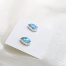 Load image into Gallery viewer, Sterling Silver Larimar Stud Earrings - The Gem Mine