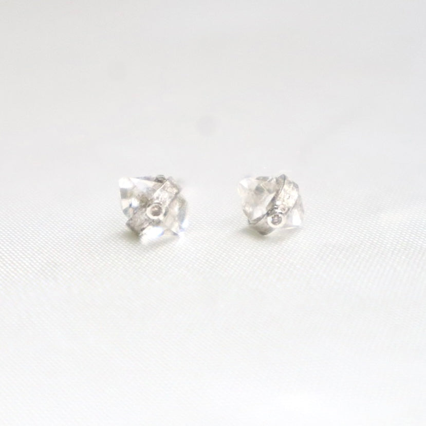 Felix Z | Sterling Silver Herkimer Diamond Earrings w Diamond Accents