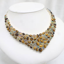 Load image into Gallery viewer, Handmade Sterling Silver Tiger's Eye and Ethiopian Opal Collar Necklace