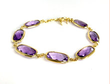Load image into Gallery viewer, Stephen Estelle 22kt Gold Over Sterling Silver and Amethyst Bracelet - The Gem Mine