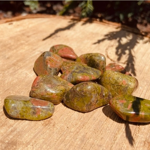 Tumbled Unakite Jasper - Green & Orange Stones