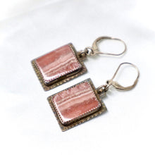 Load image into Gallery viewer, Julie Shaw | Hand-Patinaed Sterling Silver Earrings set with Rhodochrosite - The Gem Mine
