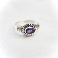 Load image into Gallery viewer, Sterling Silver Dot Design Amethyst Ring - The Gem Mine
