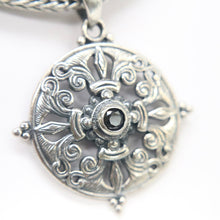 Load image into Gallery viewer, Sterling Silver Vajra Pendant Necklace with Black Spinel
