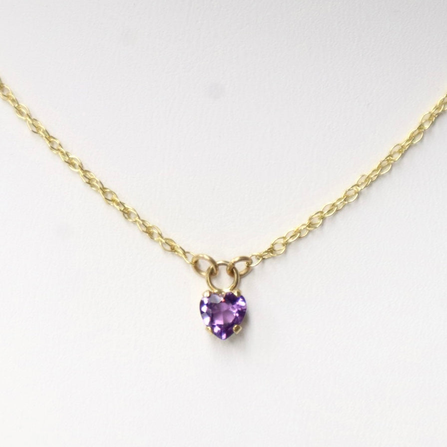 14 Karat Gold Faceted Amethyst Heart-Shaped Necklace - The Gem Mine