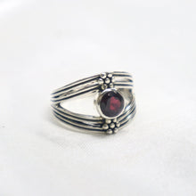 Load image into Gallery viewer, Handmade Sterling Silver Garnet Bypass Ring
