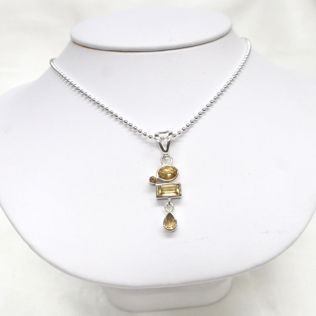 Sterling Silver Multi-Stone Citrine Pendant Necklace