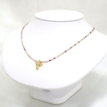 Load image into Gallery viewer, Multi-Color Sapphire Necklace with 18 Karat Gold Vermeil Diamond Pendant
