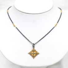 Load image into Gallery viewer, Black Sterling Silver Necklace with an 18kt Gold Vermeil Pendant with Diamond Accent
