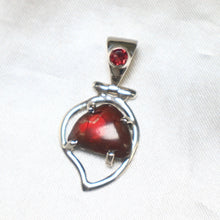 Load image into Gallery viewer, Sterling Silver Ammolite &amp; Garnet Pendant - The Gem Mine

