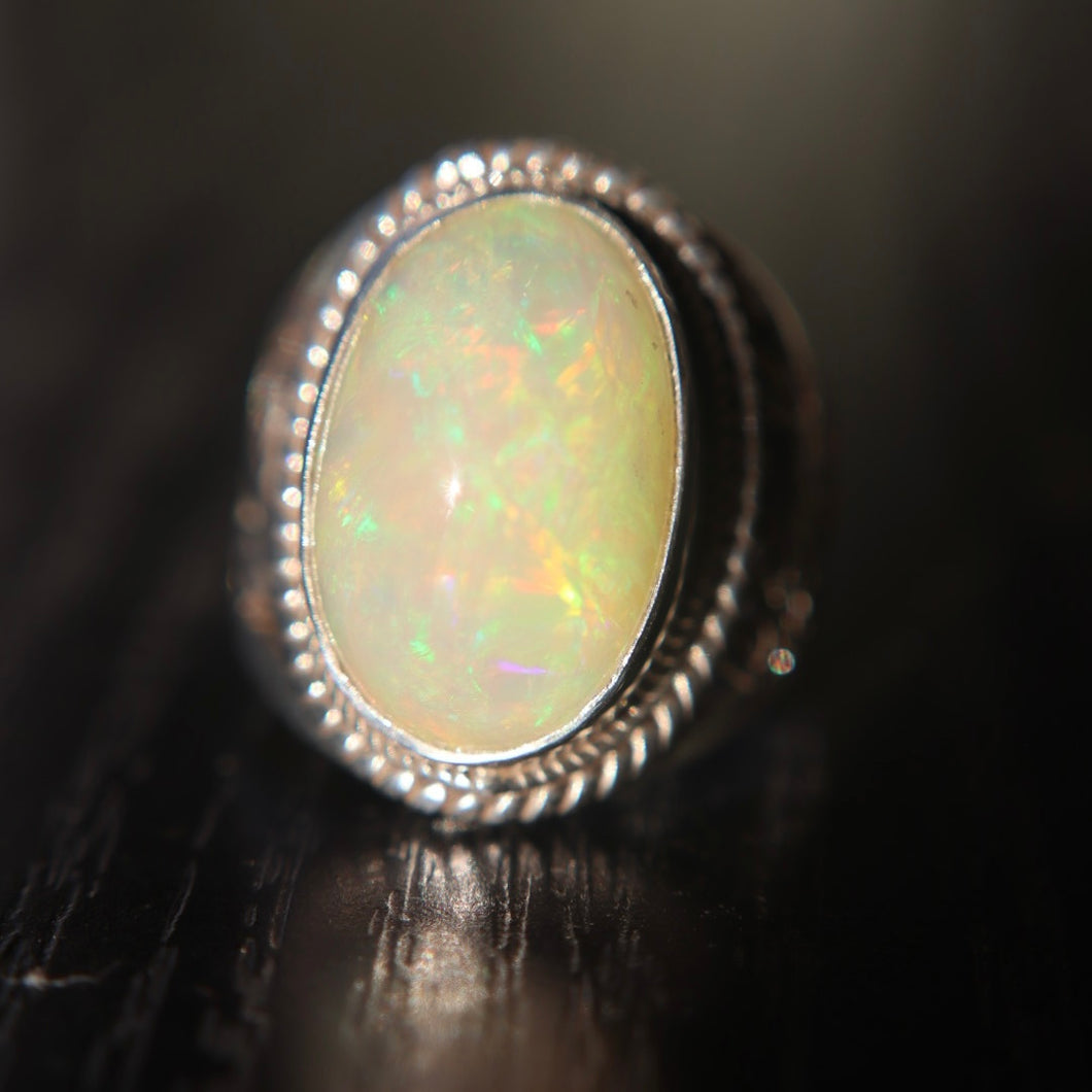 Handmade Sterling Silver Ring set with Ethiopian Opal