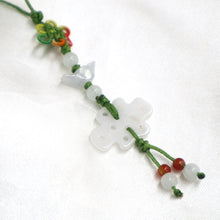 Load image into Gallery viewer, “Endless Luck &amp; Love” White &amp; Red Burma Jade Silk Charm | Jade by Nikolai - The Gem Mine
