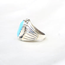 Load image into Gallery viewer, Handmade Sterling Silver Turquoise Ring by Navajo artist Spencer
