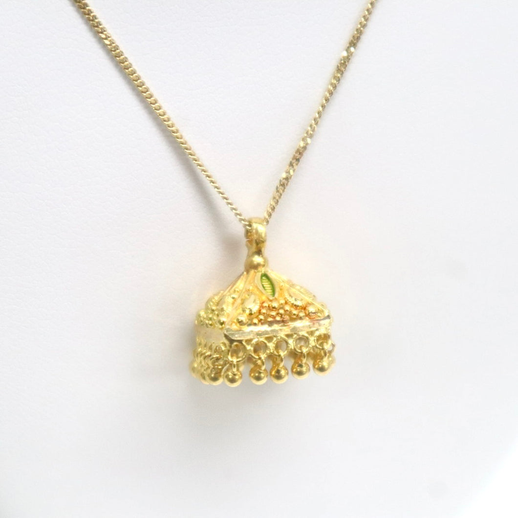 Handmade 22kt Gold Tibetan Dangle Pendant on an 18kt Gold Chain