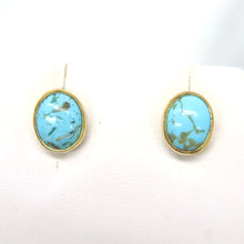 Load image into Gallery viewer, Handmade 22 Karat Gold Turquoise Stud Earrings - The Gem Mine
