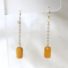 Load image into Gallery viewer, 14 Karat Gold-Filled Butterscotch Baltic Amber &amp; Diamond Star Earrings - The Gem Mine
