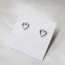 Load image into Gallery viewer, Sterling Silver Heart Stud Earrings - The Gem Mine
