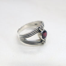 Load image into Gallery viewer, Handmade Sterling Silver Garnet Bypass Ring
