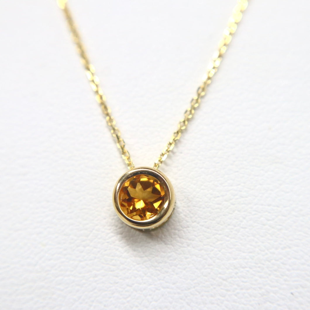 14 Karat Gold Faceted Citrine Pendant Necklace