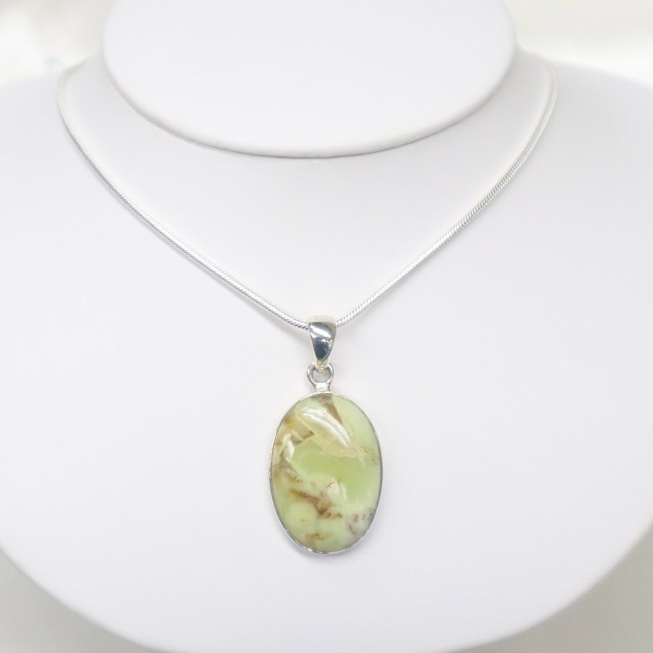 Handmade Sterling Silver Green Opal Necklace