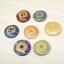 Load image into Gallery viewer, Wooden “Flower of Life” Chakra Gemstone Set
