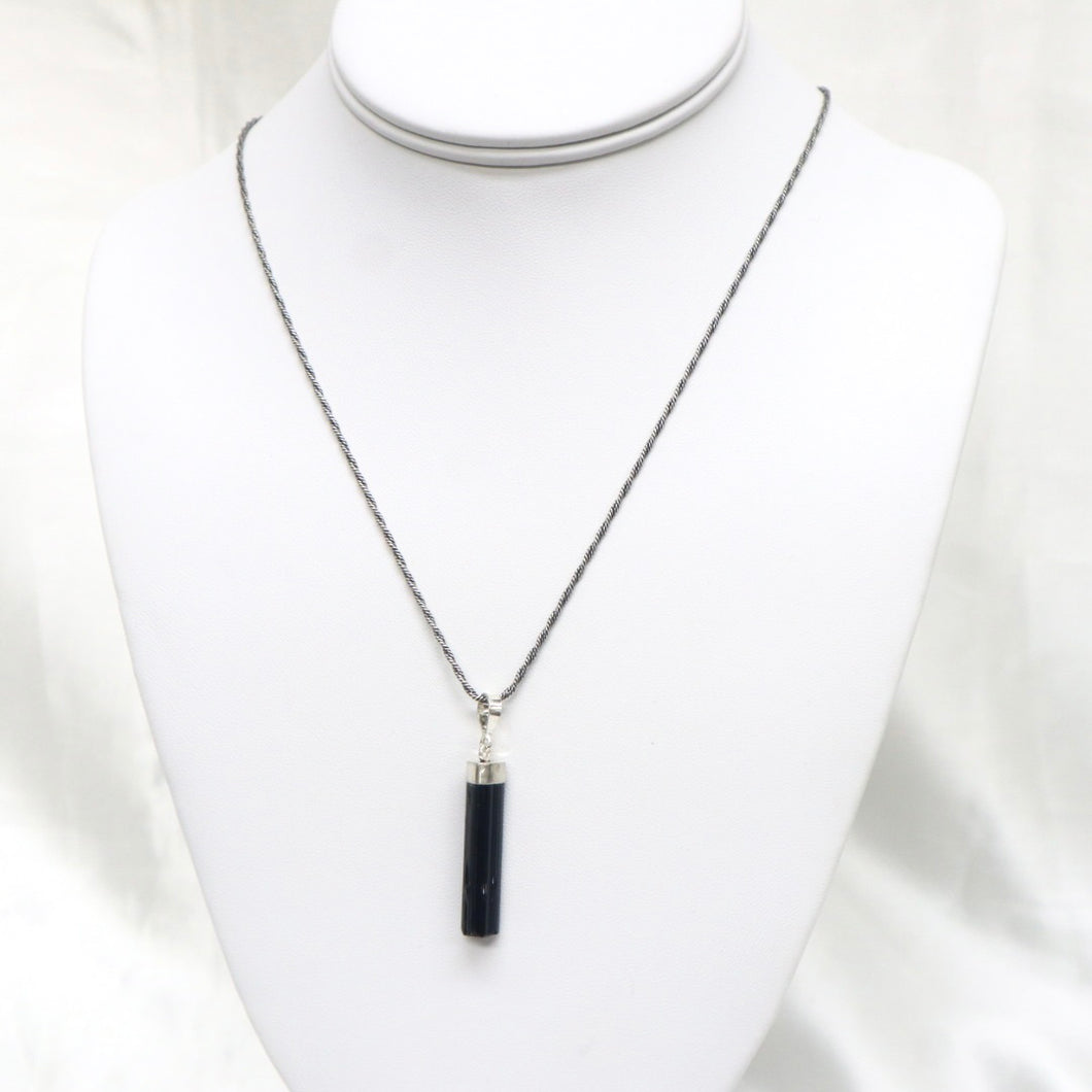 Sterling Silver Black Tourmaline Protection Pendant Necklace