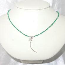 Load image into Gallery viewer, Faceted Emerald Bead &amp; Sterling Silver Necklace with Diamond Moon &amp; Star Pendants
