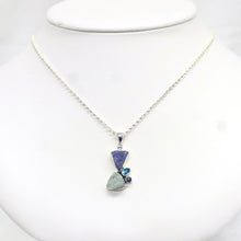 Load image into Gallery viewer, Handmade Sterling Silver Pendant Necklace set with Tanzanite, Aquamarine, Blue Topaz, &amp; Iolite
