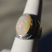 Load image into Gallery viewer, Handmade Sterling Silver Ring set with Ethiopian Opal
