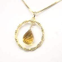 Load image into Gallery viewer, 18kt Gold Vermeil Diamond &amp; Citrine Pendant Necklace
