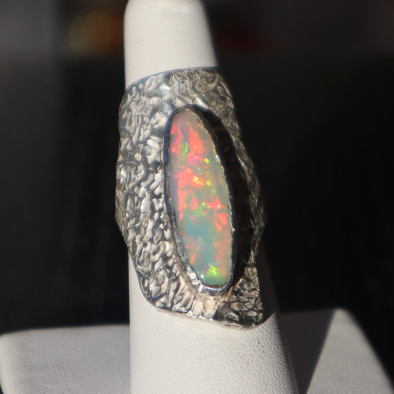 Hand-crafted Fine Silver Ethiopian Opal Ring
