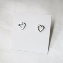 Load image into Gallery viewer, Sterling Silver Heart Stud Earrings - The Gem Mine
